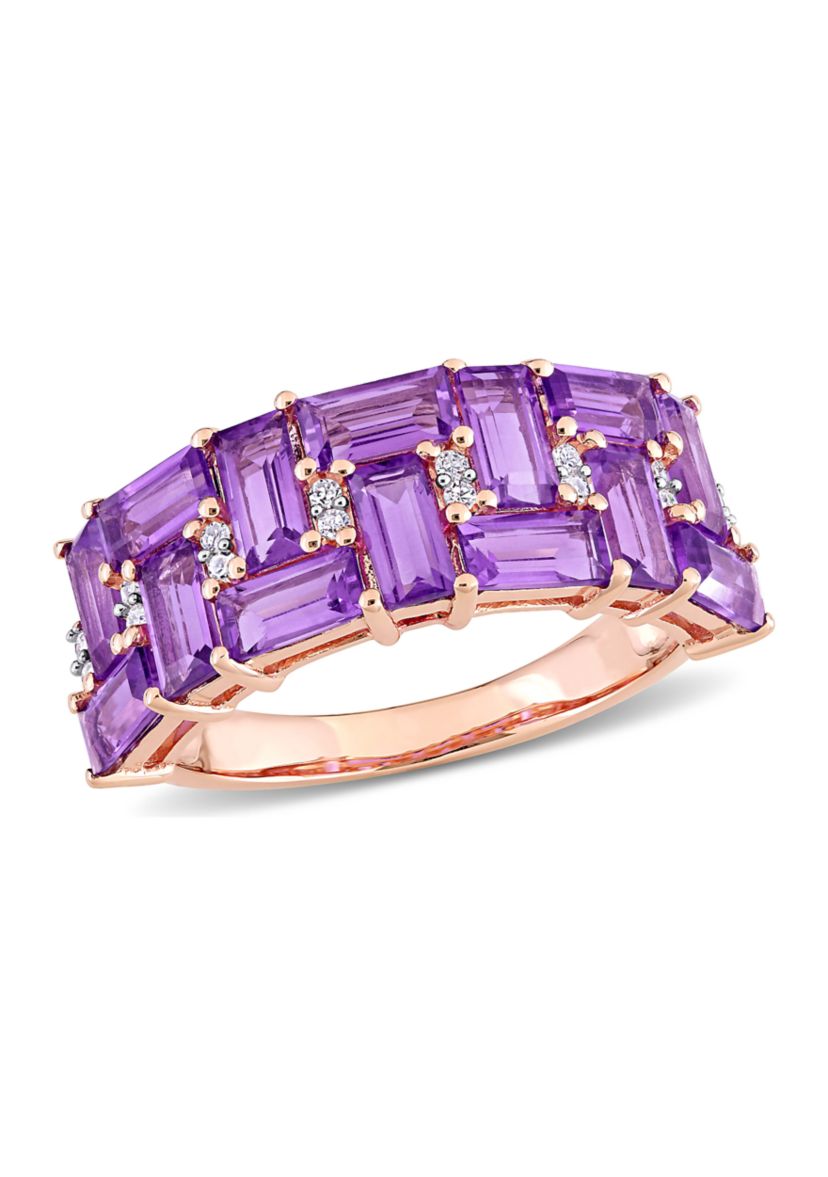 2.8 ct. t.w. Amethyst and 1/10 ct. t.w. Diamond Brick Mosaic Ring in 10K Rose Gold
