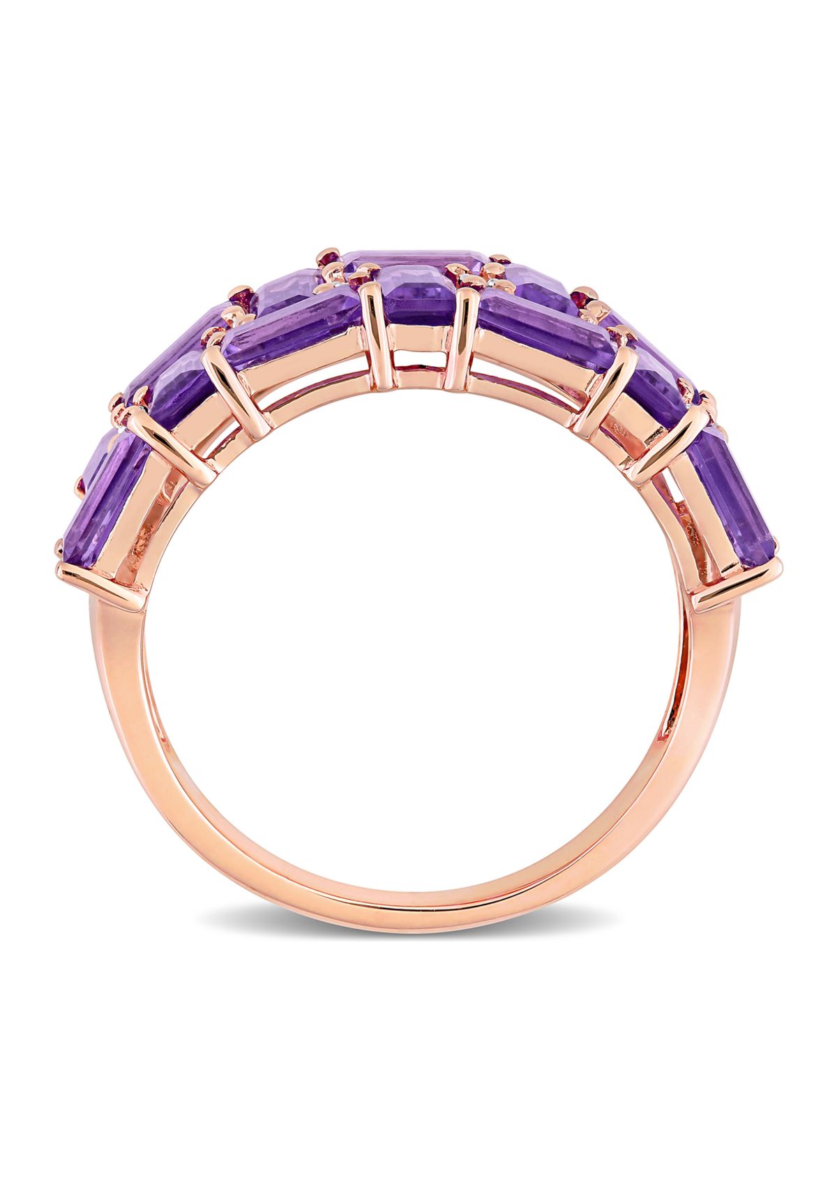 2.8 ct. t.w. Amethyst and 1/10 ct. t.w. Diamond Brick Mosaic Ring in 10K Rose Gold
