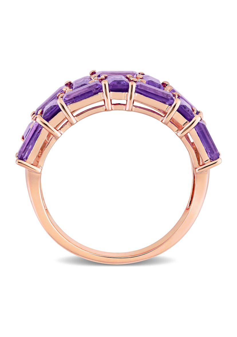 2.8 ct. t.w. Amethyst and 1/10 ct. t.w. Diamond Brick Mosaic Ring in 10K Rose Gold