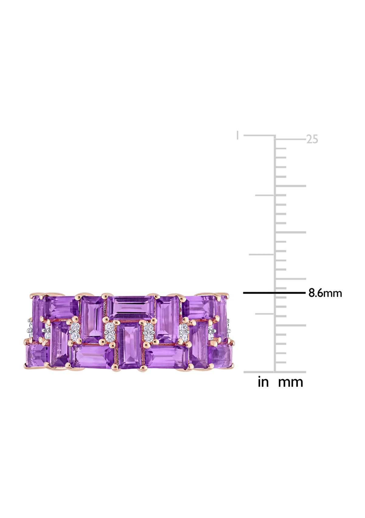 2.8 ct. t.w. Amethyst and 1/10 ct. t.w. Diamond Brick Mosaic Ring in 10K Rose Gold