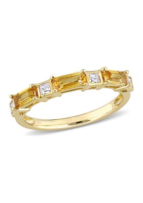 Belk & Co Citrine and White Topaz Semi-Eternity Ring in 10K Yellow Gold, 5