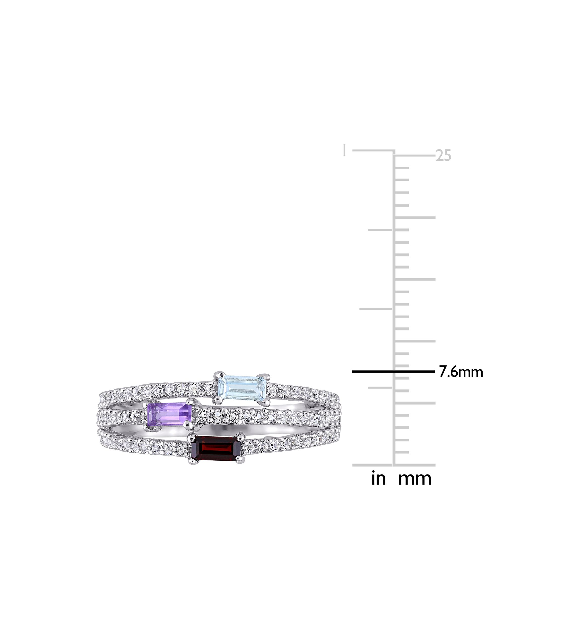 3/4 ct. t.w. Multi-Gemstone Split-Shank Multi-Row Ring in Sterling Silver