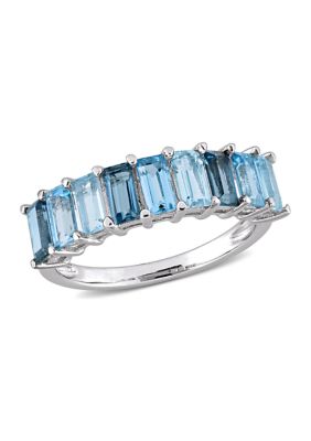 Belk & Co 2.5 Ct. T.w. Blue Topaz Semi-Eternity Ring In Sterling Silver