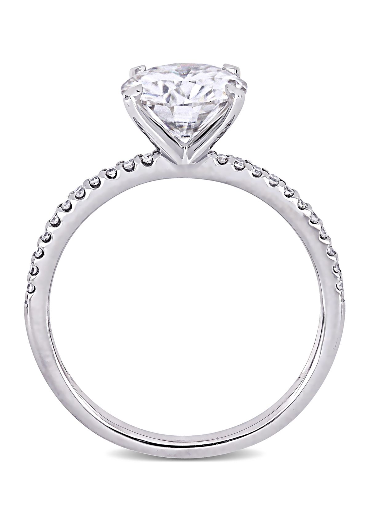 Lab Created 2 ct. t.w. Moissanite, 1/10 ct. t.w. Diamond  Engagement Ring in 14k White Gold