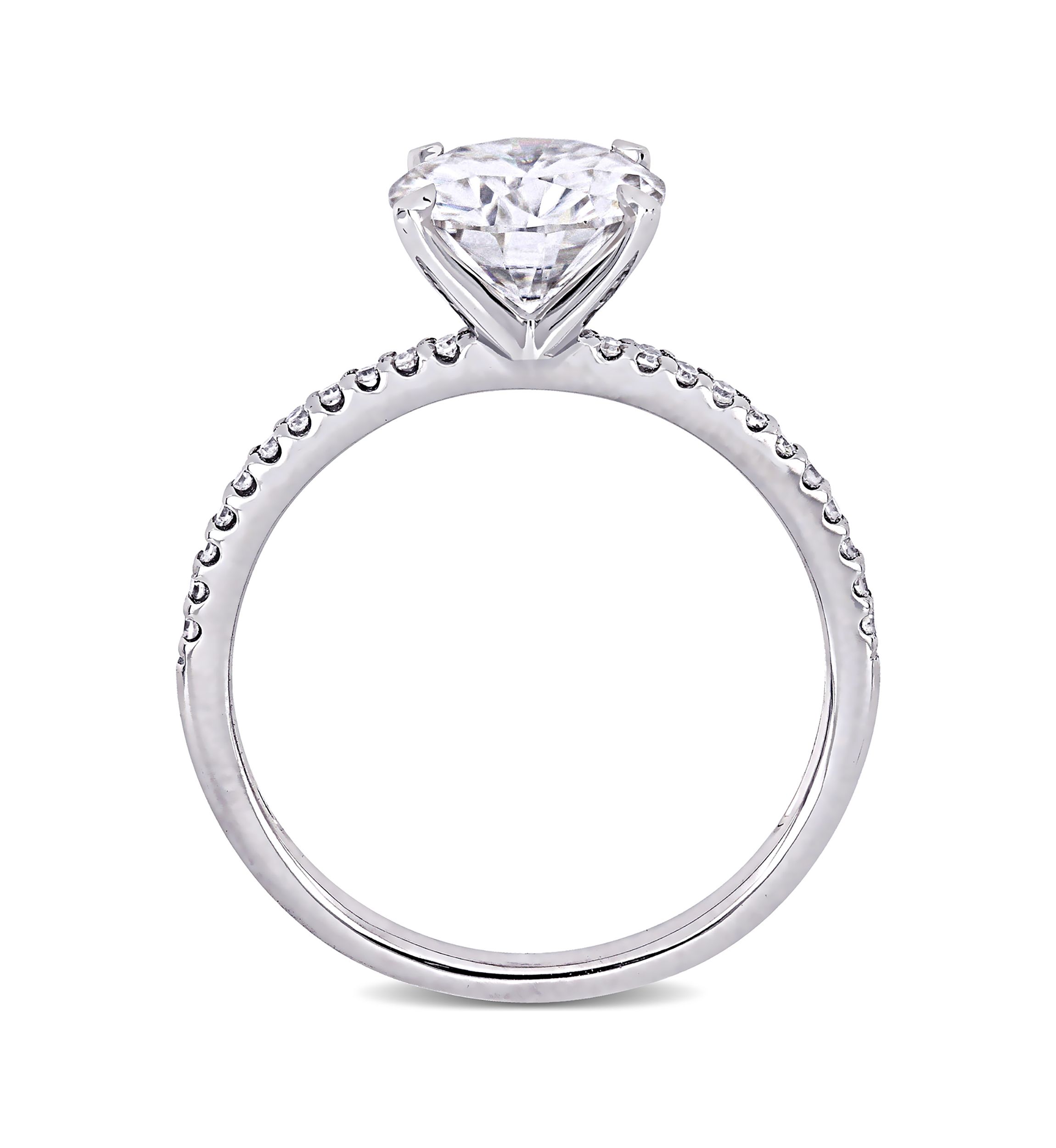Lab Created 2 ct. t.w. Moissanite, 1/10 ct. t.w. Diamond  Engagement Ring in 14k White Gold