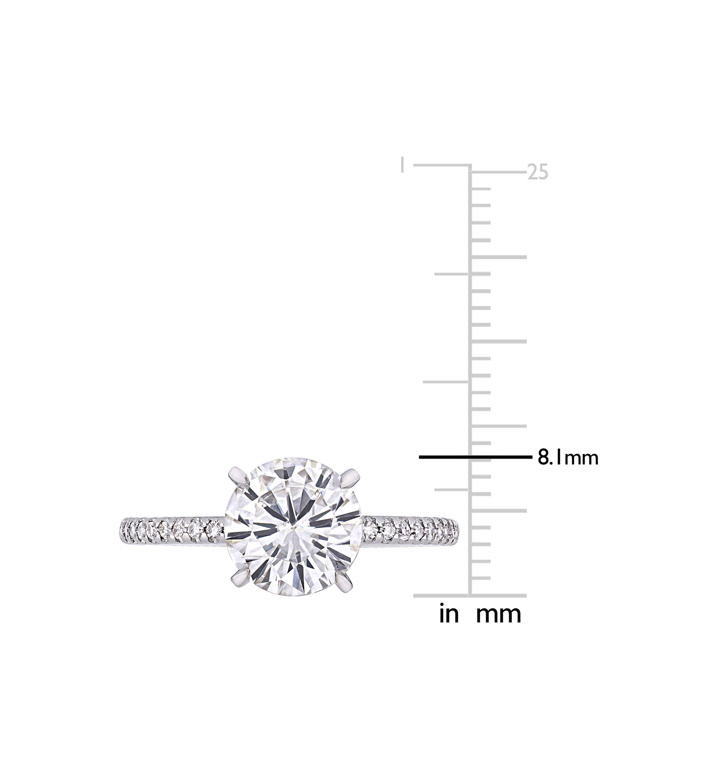 Lab Created 2 ct. t.w. Moissanite, 1/10 ct. t.w. Diamond  Engagement Ring in 14k White Gold