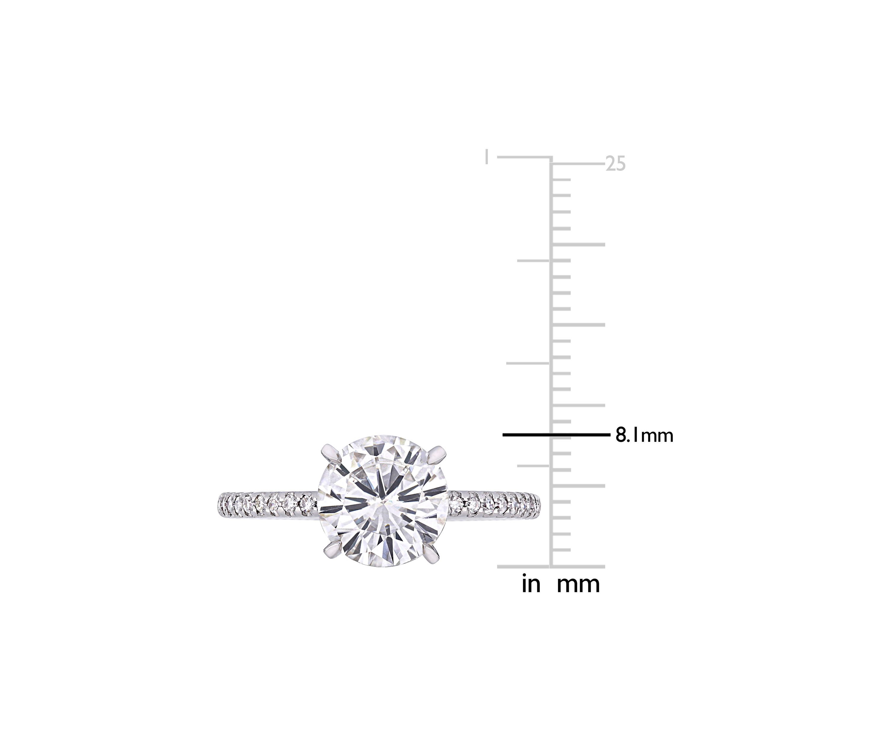 Lab Created 2 ct. t.w. Moissanite, 1/10 ct. t.w. Diamond  Engagement Ring in 14k White Gold