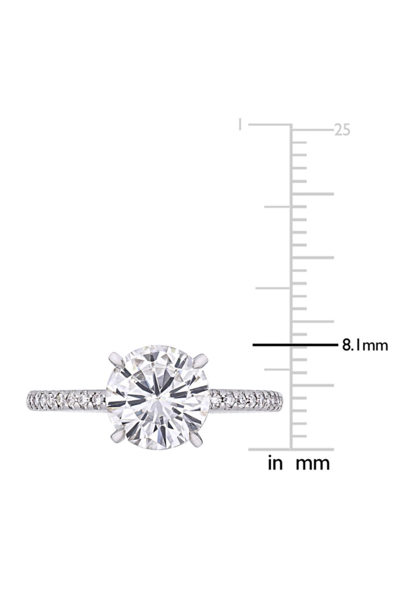 Lab Created 2 ct. t.w. Moissanite, 1/10 ct. t.w. Diamond  Engagement Ring in 14k White Gold