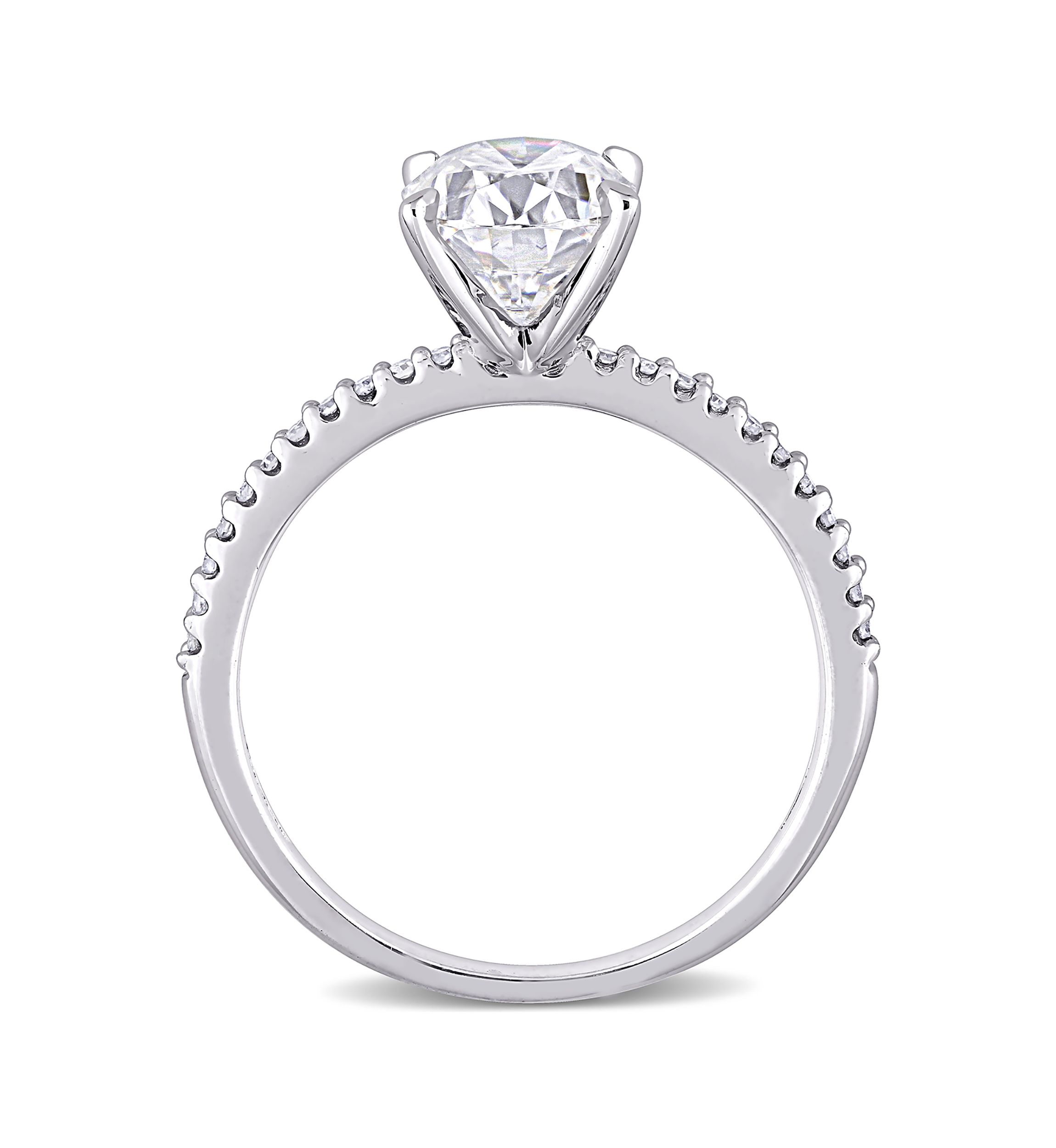 Lab Created 2 ct. t.w. Oval-Cut Moissanite and 1/10 ct. t.w. Diamond Engagement Ring in 14k White Gold
