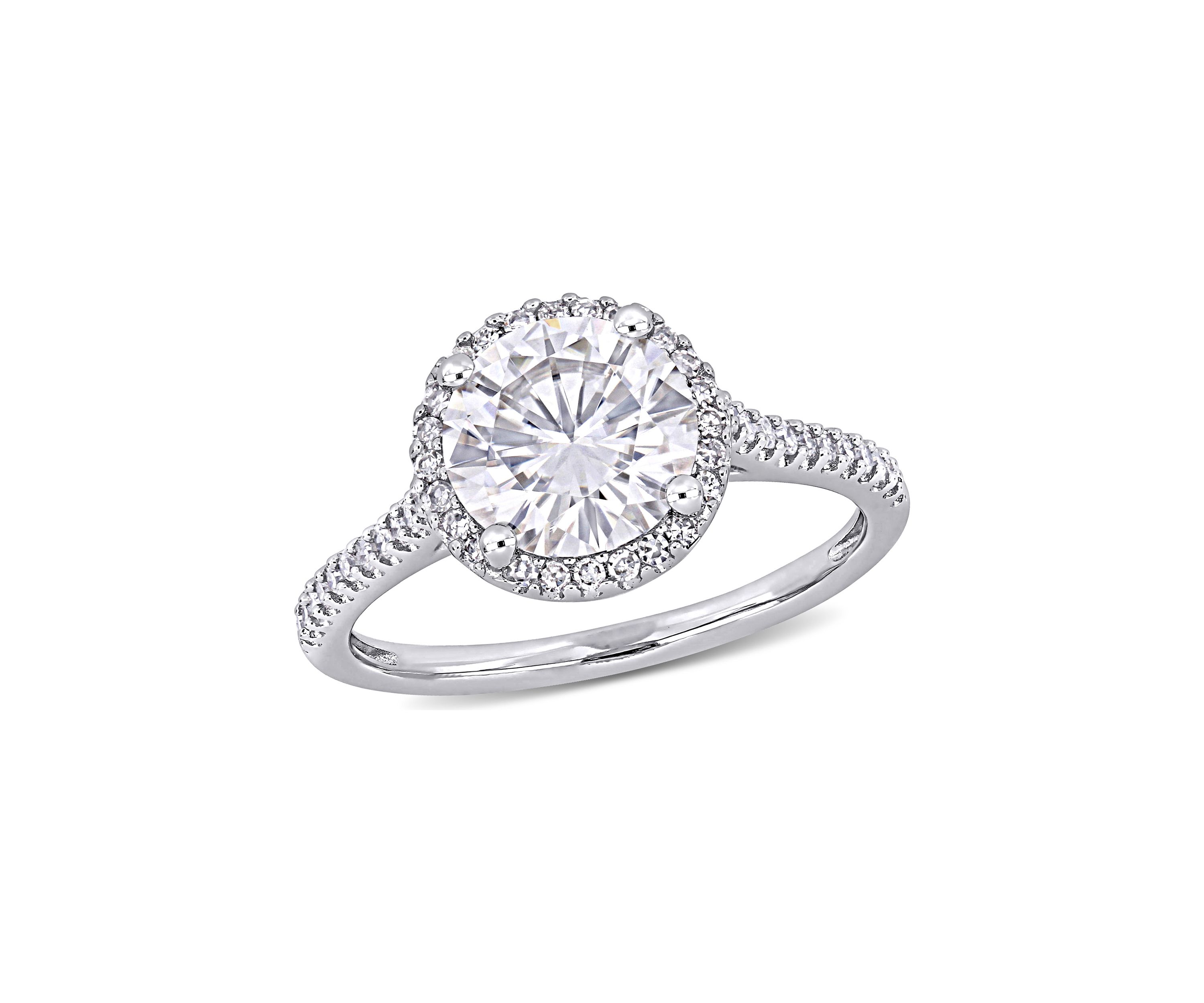 Lab Created 2 ct. t.w. Moissanite and 1/4 ct. t.w. Diamond Engagement Ring in 14k White Gold