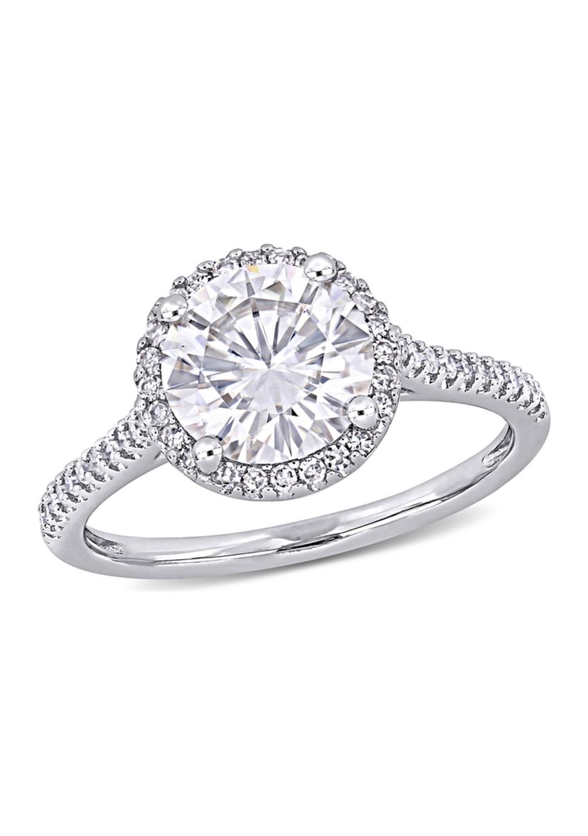 Lab Created 2 ct. t.w. Moissanite and 1/4 ct. t.w. Diamond Engagement Ring in 14k White Gold