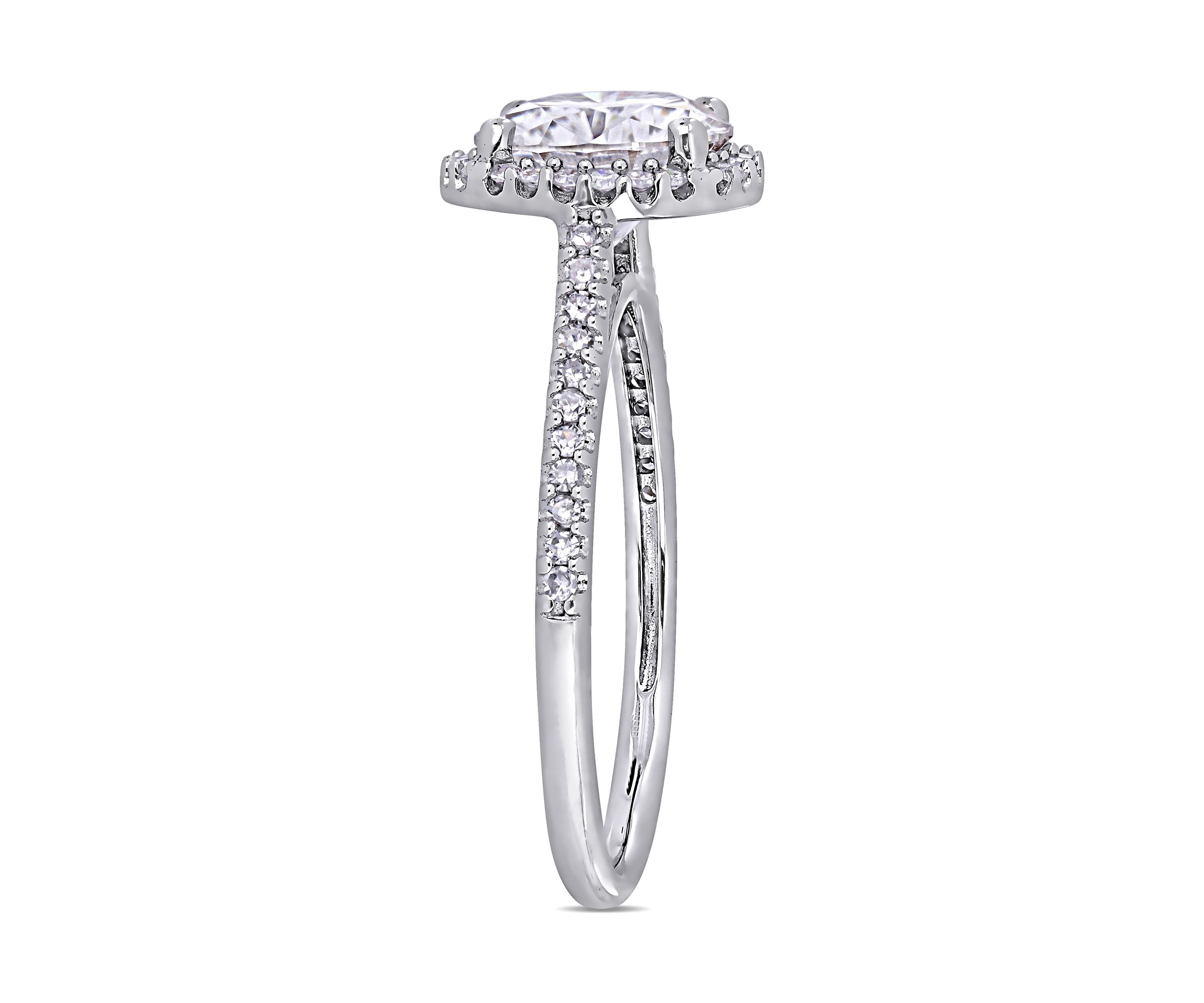 Lab Created 2 ct. t.w. Moissanite and 1/4 ct. t.w. Diamond Engagement Ring in 14k White Gold