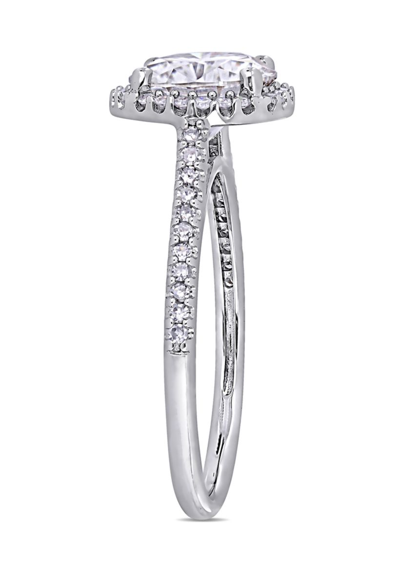 Lab Created 2 ct. t.w. Moissanite and 1/4 ct. t.w. Diamond Engagement Ring in 14k White Gold