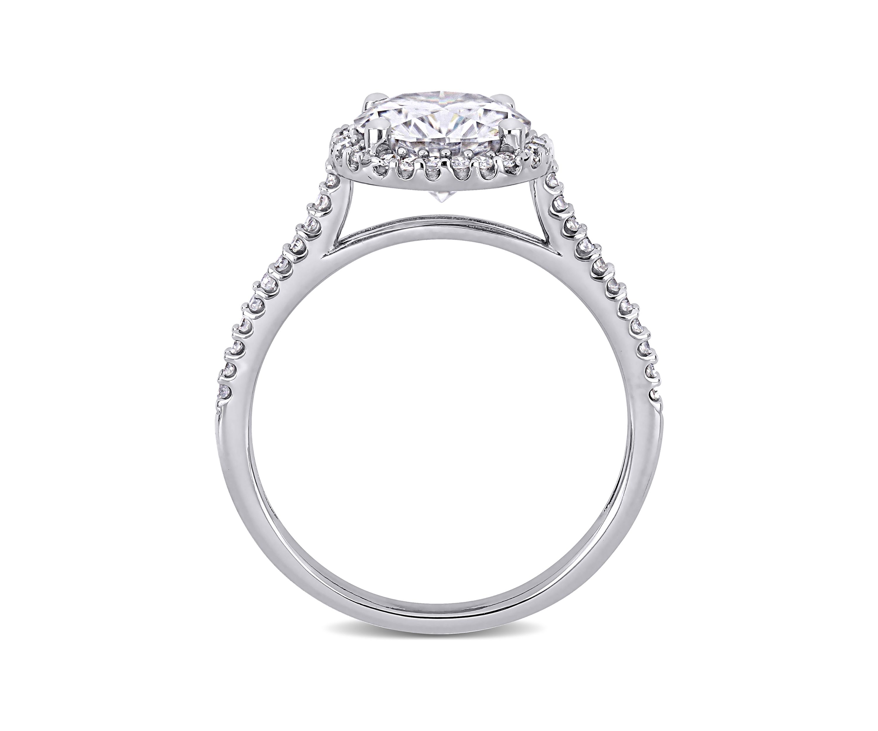 Lab Created 2 ct. t.w. Moissanite and 1/4 ct. t.w. Diamond Engagement Ring in 14k White Gold