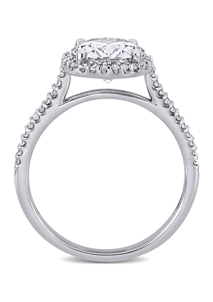 Lab Created 2 ct. t.w. Moissanite and 1/4 ct. t.w. Diamond Engagement Ring in 14k White Gold