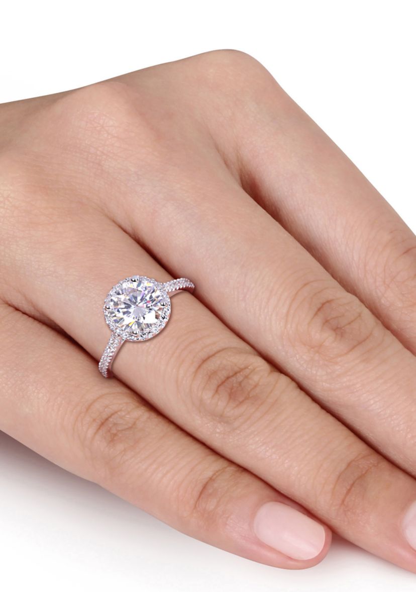 Lab Created 2 ct. t.w. Moissanite and 1/4 ct. t.w. Diamond Engagement Ring in 14k White Gold