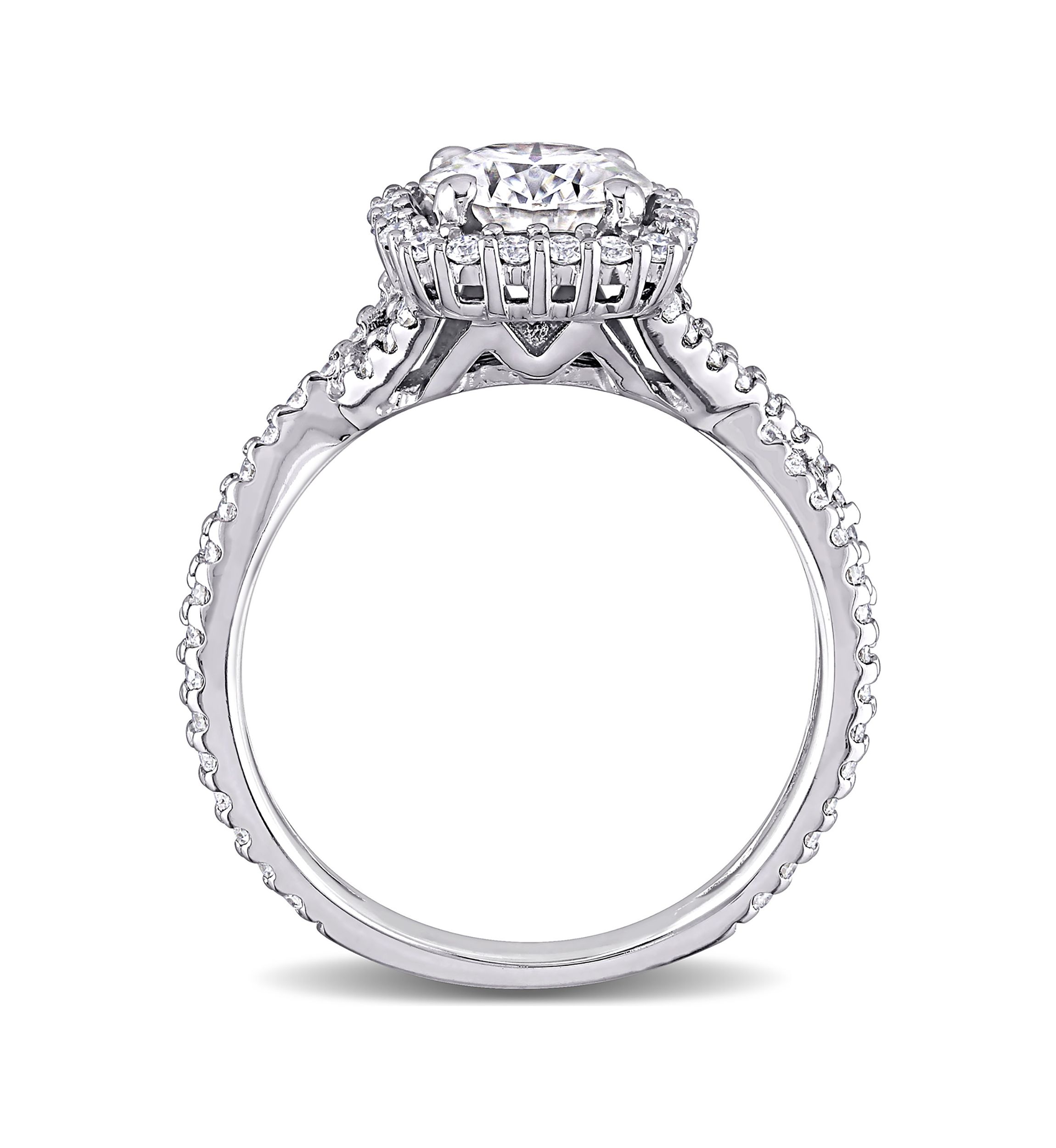 1.5 ct. t.w. Lab Created Moissanite Square Halo Crossover Engagement Ring in 10K White Gold