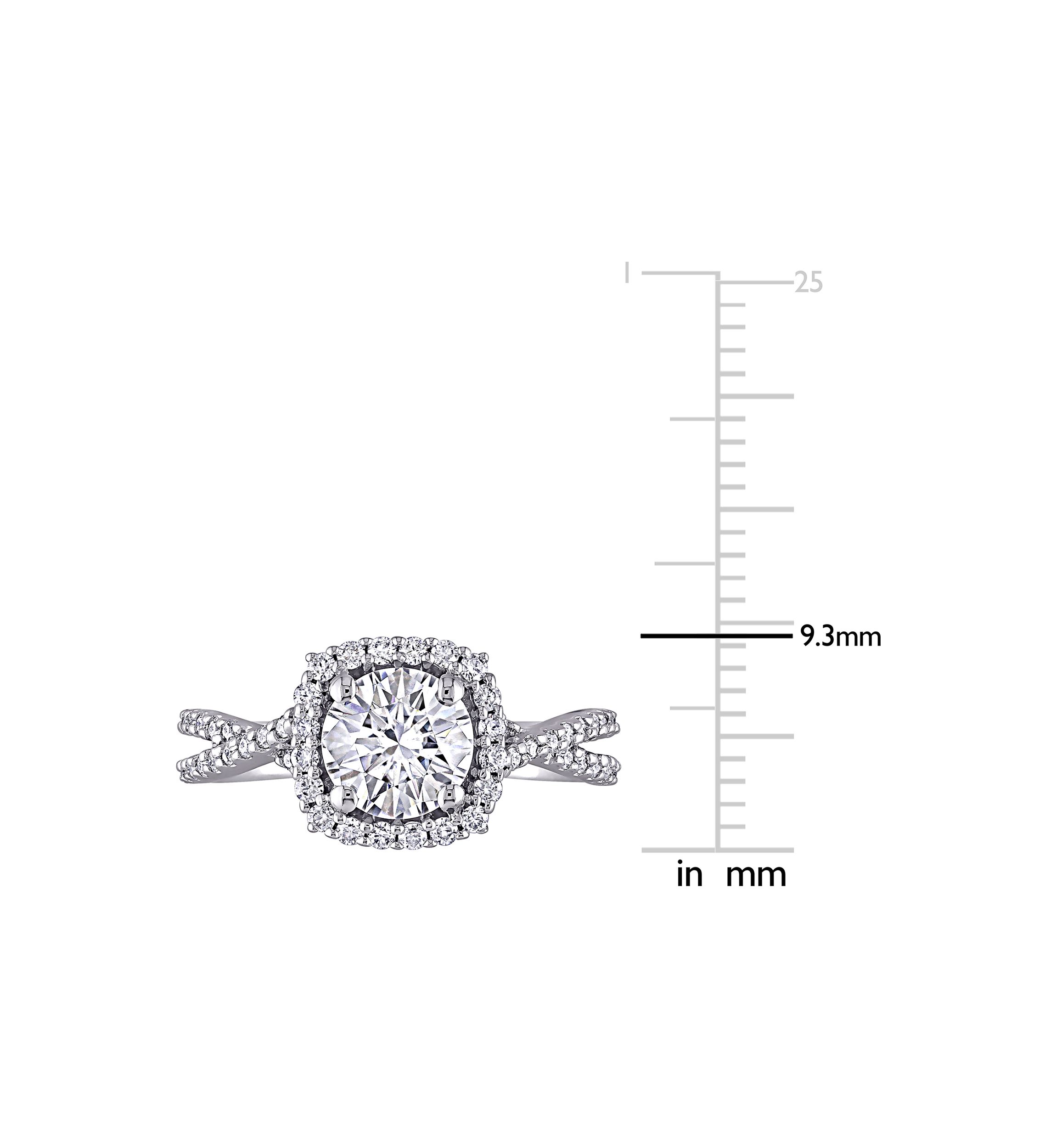 1.5 ct. t.w. Lab Created Moissanite Square Halo Crossover Engagement Ring in 10K White Gold
