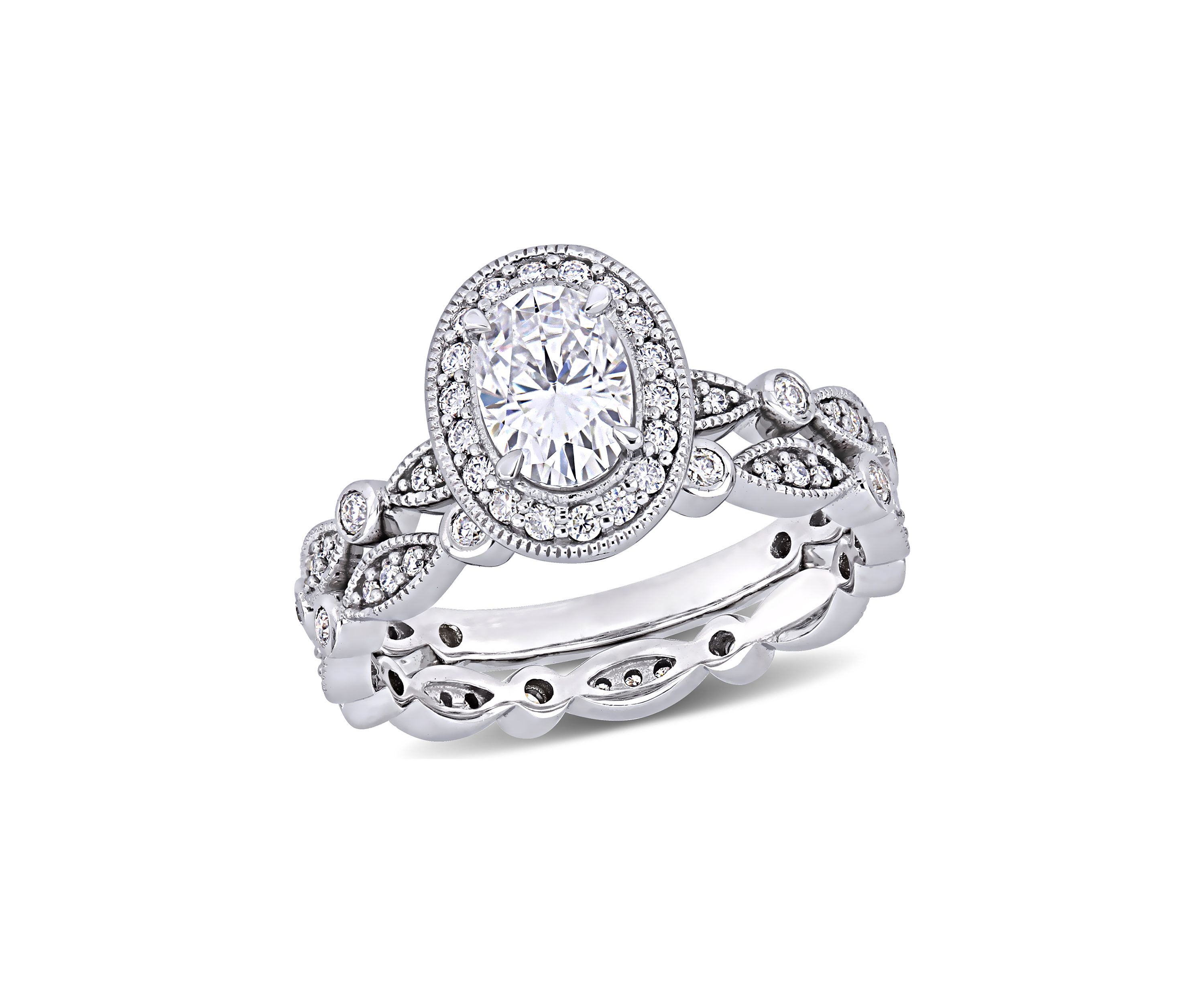 1.5 ct. t.w. Lab Created Moissanite Halo Infinity Bridal Ring Set in 10K White Gold