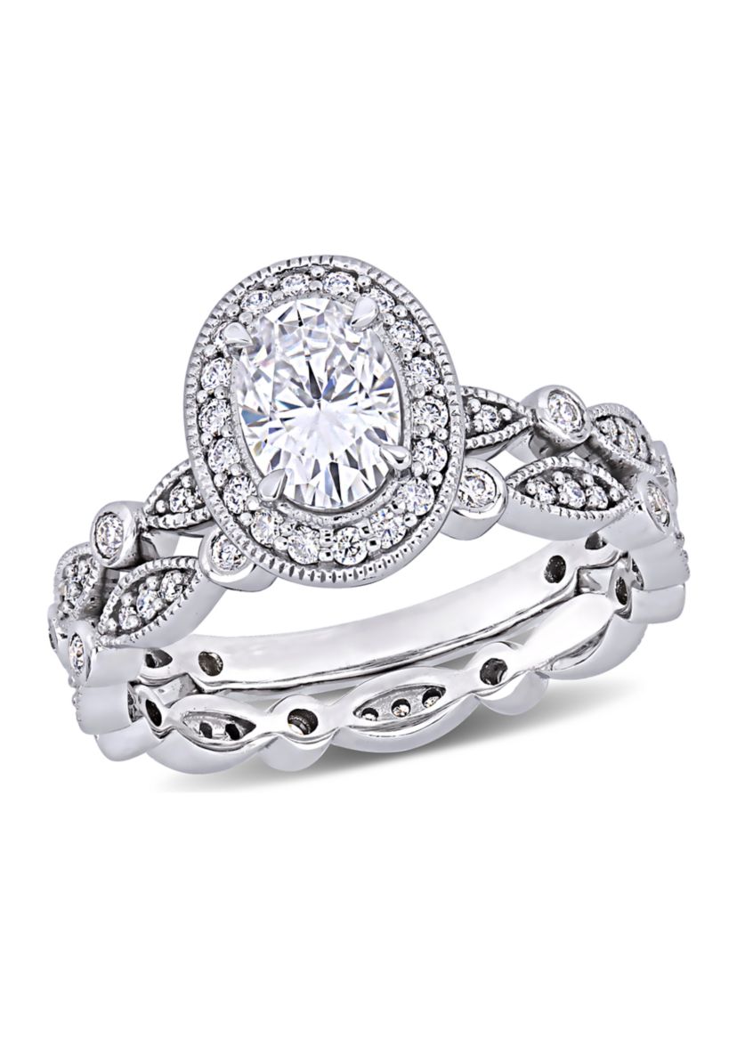 1.5 ct. t.w. Lab Created Moissanite Halo Infinity Bridal Ring Set in 10K White Gold