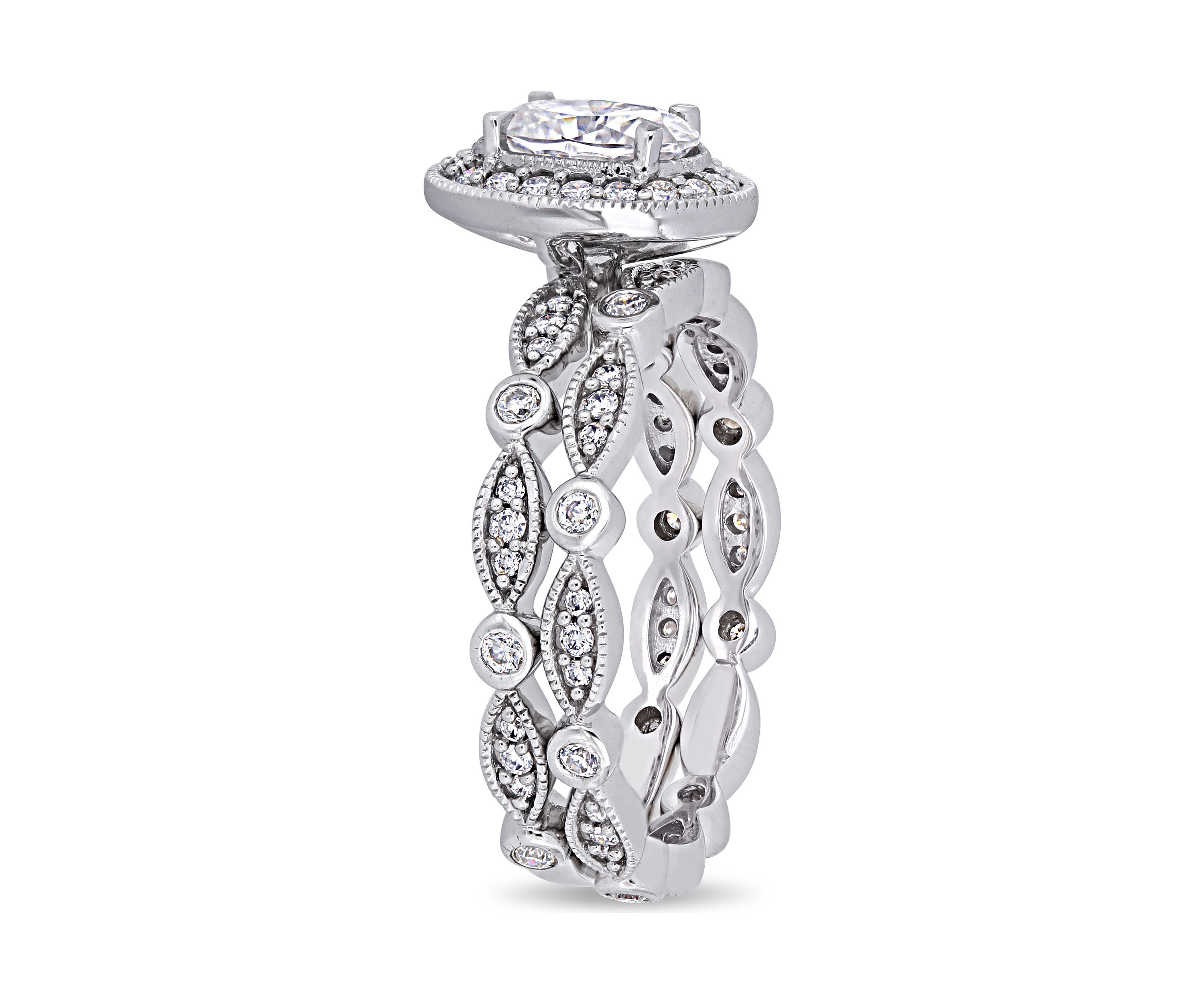 1.5 ct. t.w. Lab Created Moissanite Halo Infinity Bridal Ring Set in 10K White Gold