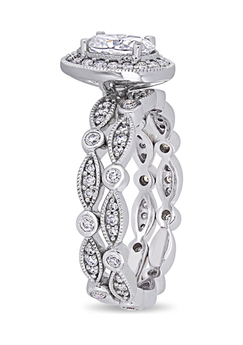 1.5 ct. t.w. Lab Created Moissanite Halo Infinity Bridal Ring Set in 10K White Gold