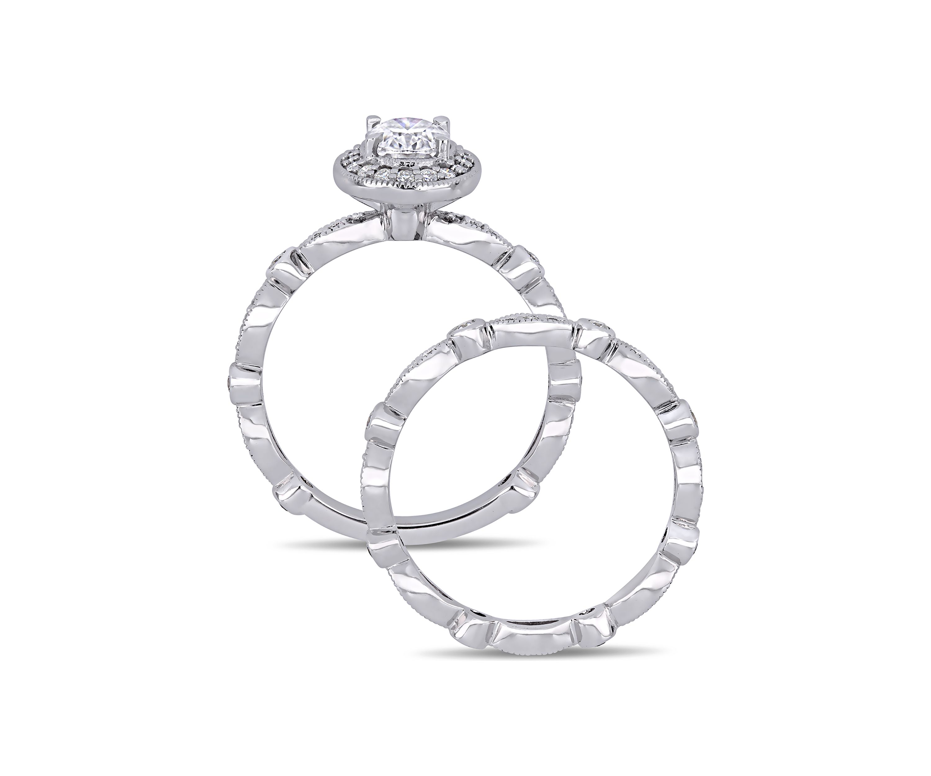 1.5 ct. t.w. Lab Created Moissanite Halo Infinity Bridal Ring Set in 10K White Gold