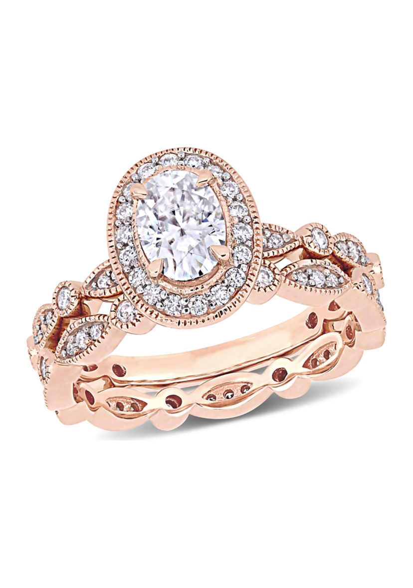 1.5 ct. t.w. Lab Created Moissanite Halo Infinity Bridal Ring Set in 10K Rose Gold