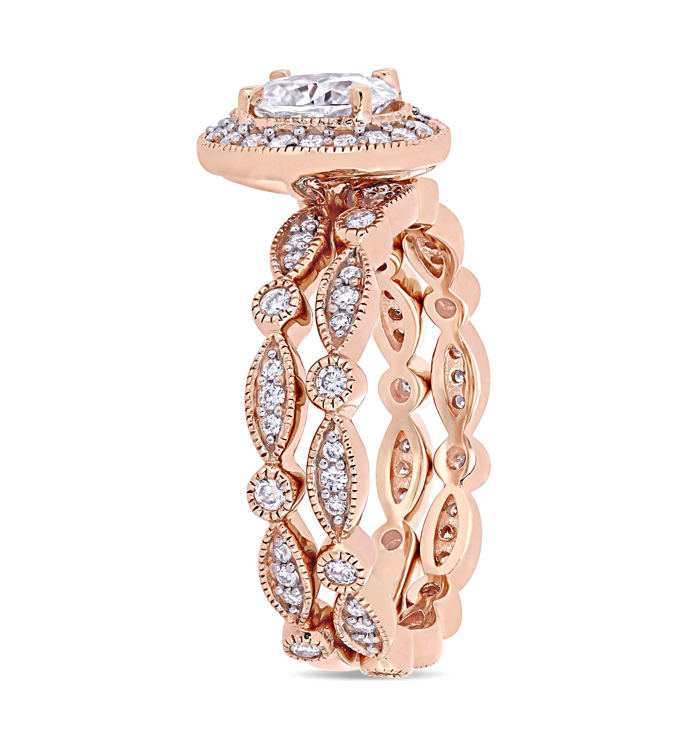1.5 ct. t.w. Lab Created Moissanite Halo Infinity Bridal Ring Set in 10K Rose Gold