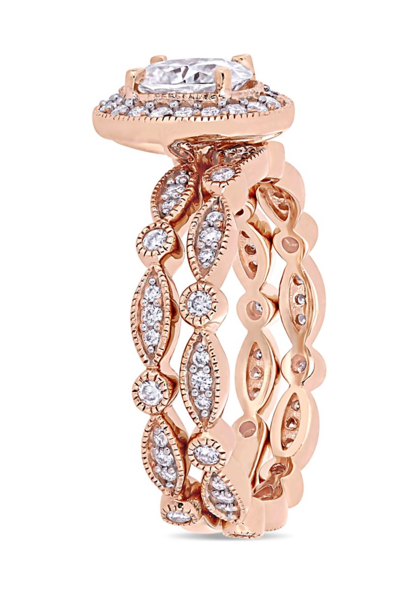 1.5 ct. t.w. Lab Created Moissanite Halo Infinity Bridal Ring Set in 10K Rose Gold