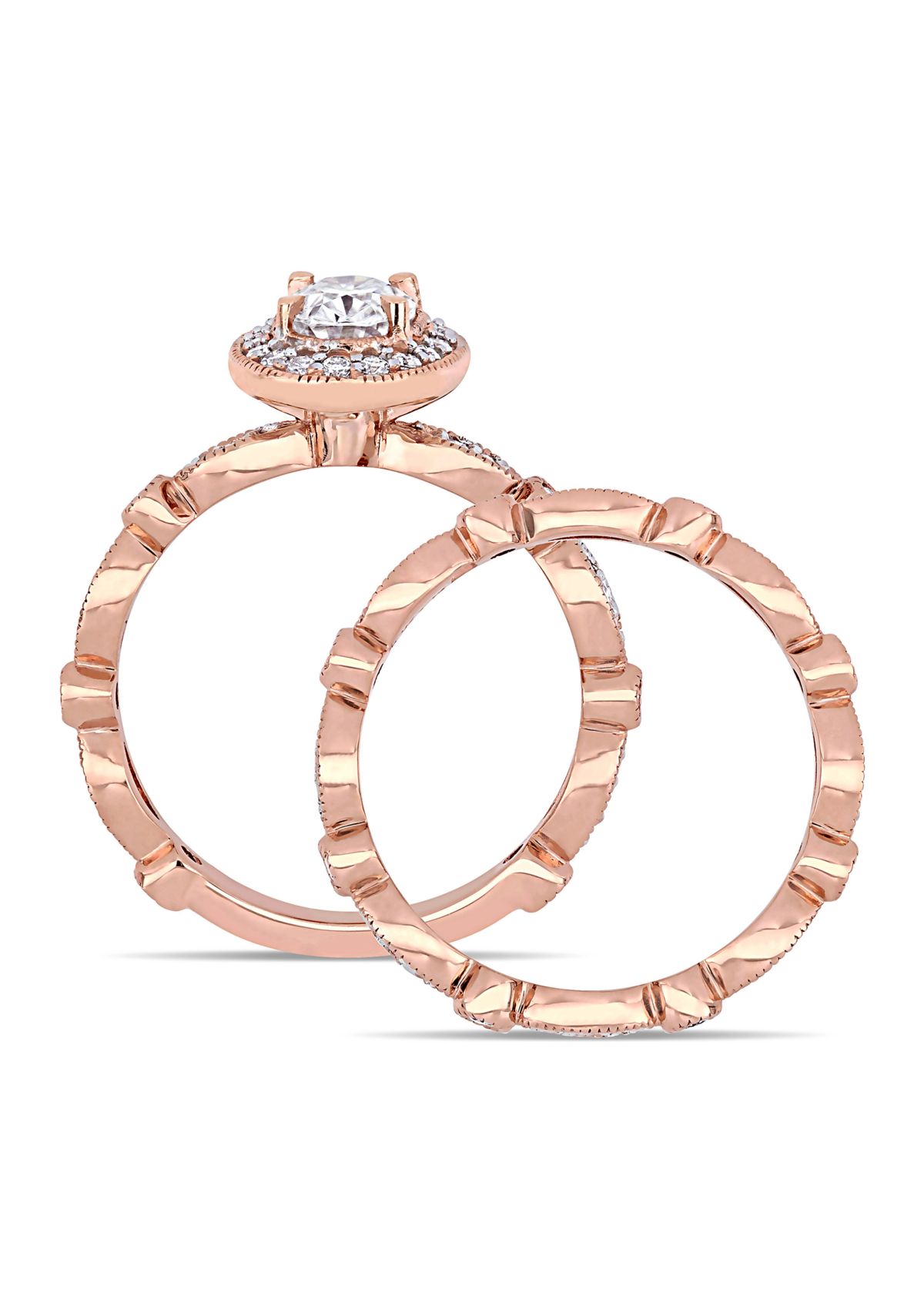 1.5 ct. t.w. Lab Created Moissanite Halo Infinity Bridal Ring Set in 10K Rose Gold