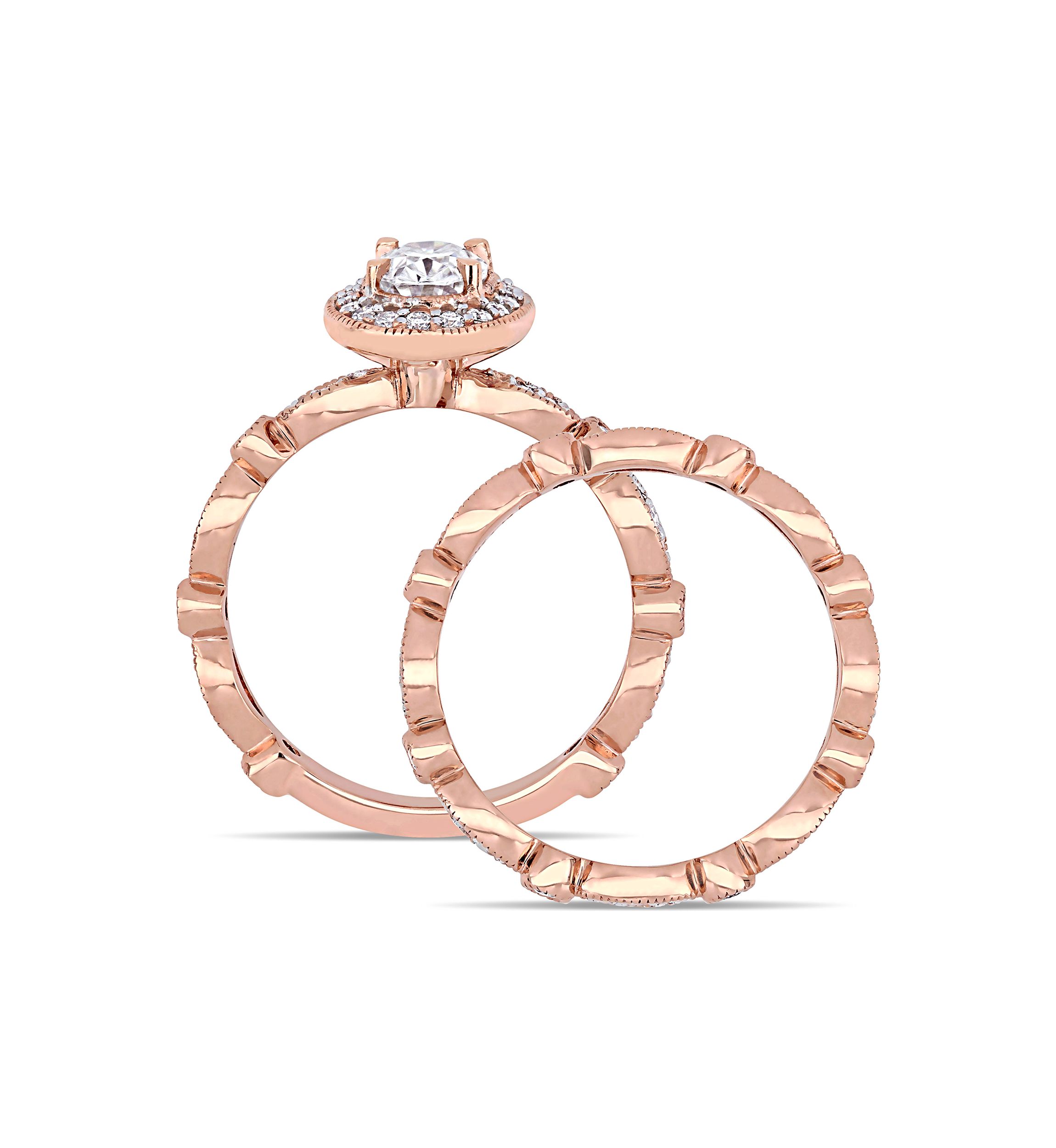 1.5 ct. t.w. Lab Created Moissanite Halo Infinity Bridal Ring Set in 10K Rose Gold