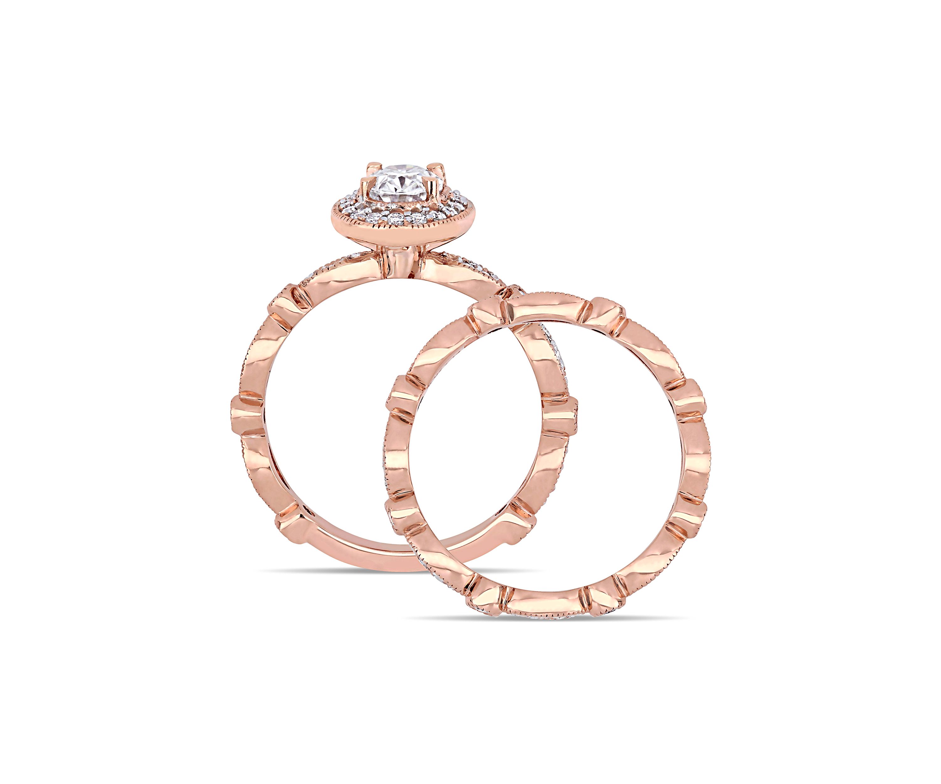 1.5 ct. t.w. Lab Created Moissanite Halo Infinity Bridal Ring Set in 10K Rose Gold
