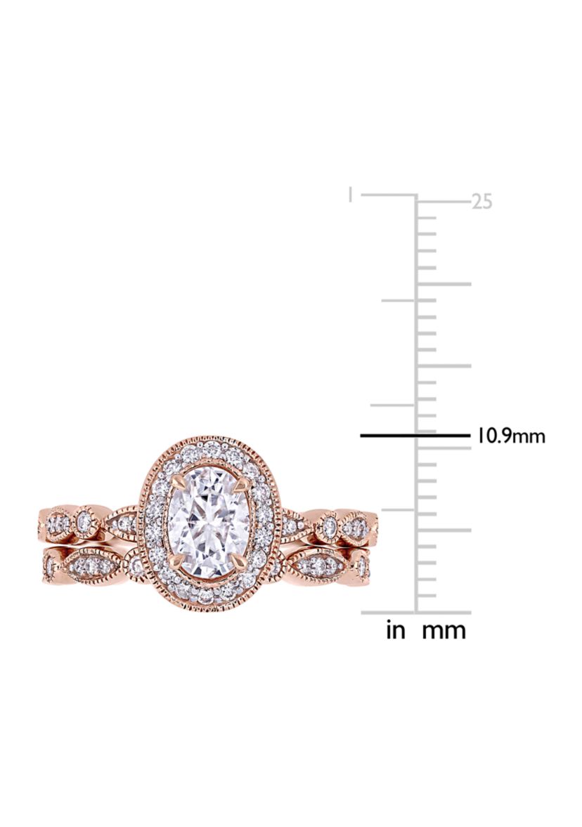 1.5 ct. t.w. Lab Created Moissanite Halo Infinity Bridal Ring Set in 10K Rose Gold
