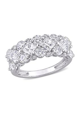 Belk & Co 3.62 ct. t.w. Lab Created Moissanite and 1/10 ct. t.w. Diamond Cluster Ring in 10K White Gold