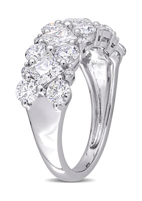 3.62 ct. t.w. Lab Created Moissanite and 1/10 Diamond Cluster Ring 10K White Gold