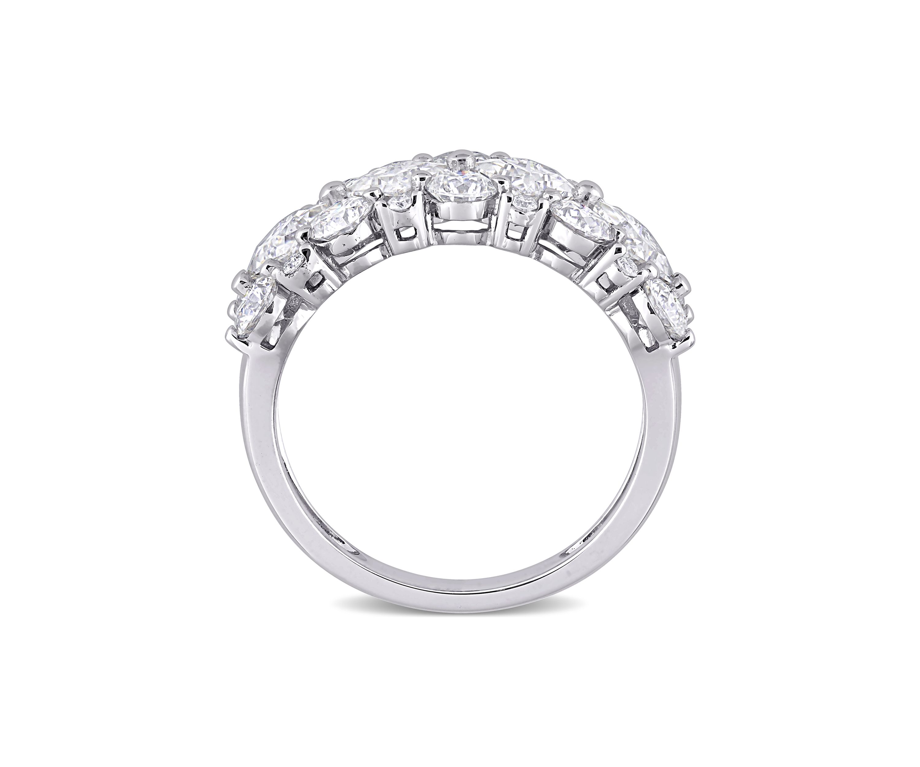 3.62 ct. t.w. Lab Created Moissanite and 1/10 ct. t.w. Diamond Cluster Ring in 10K White Gold