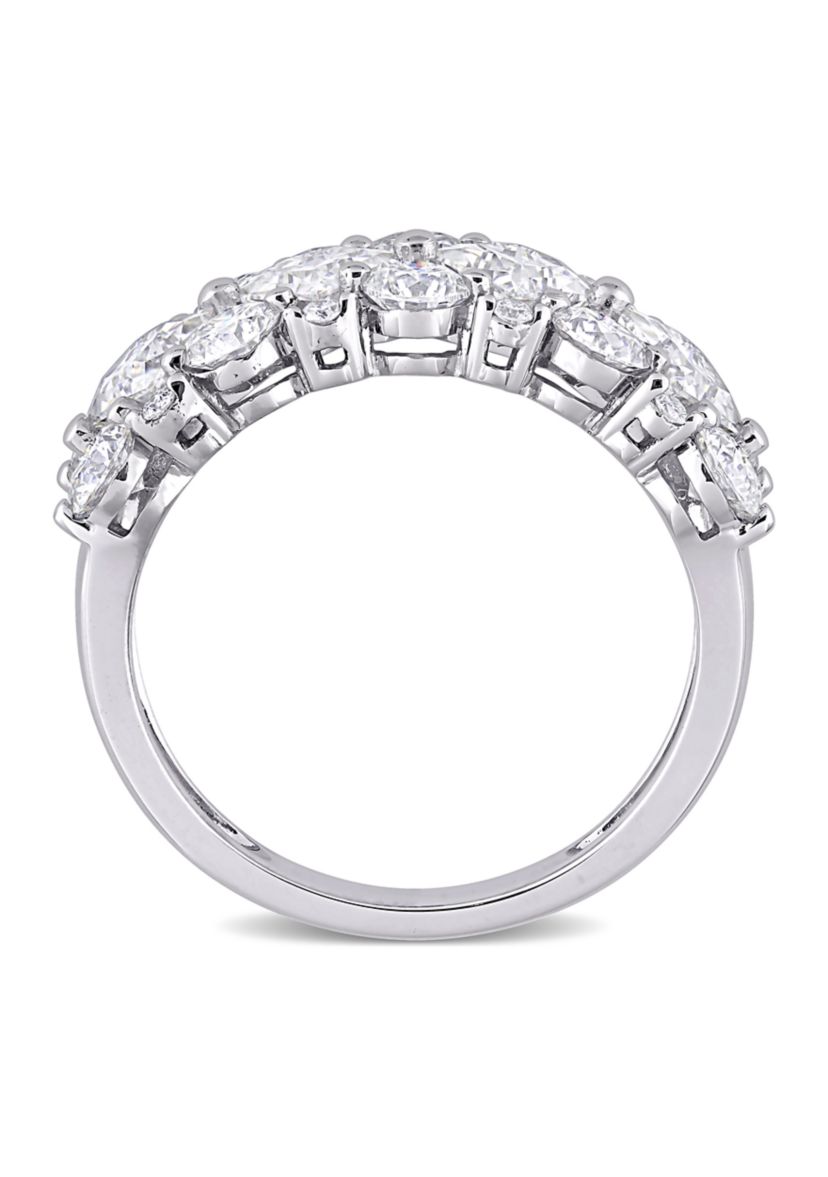 3.62 ct. t.w. Lab Created Moissanite and 1/10 ct. t.w. Diamond Cluster Ring in 10K White Gold