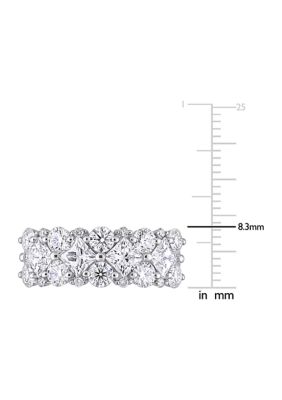 3.62 ct. t.w. Lab Created Moissanite and 1/10 Diamond Cluster Ring 10K White Gold