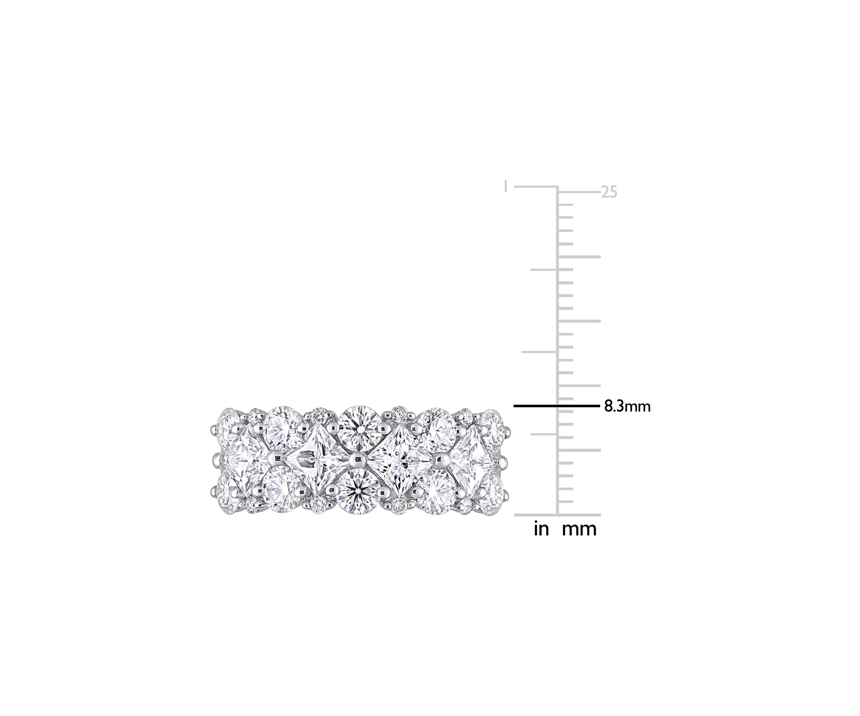 3.62 ct. t.w. Lab Created Moissanite and 1/10 ct. t.w. Diamond Cluster Ring in 10K White Gold