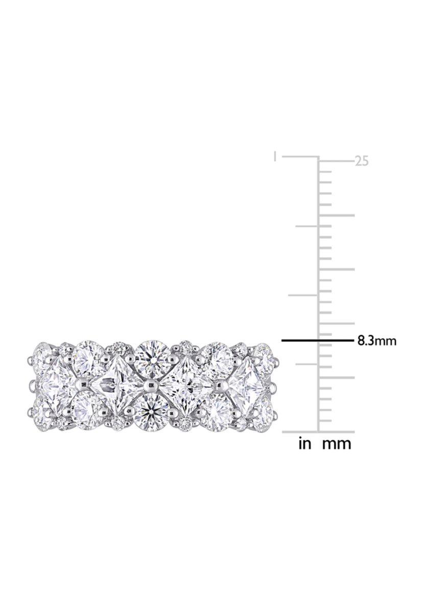 3.62 ct. t.w. Lab Created Moissanite and 1/10 ct. t.w. Diamond Cluster Ring in 10K White Gold