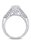 Lab Created 3/4 ct. t.w. Moissanite and 1/2 ct. t.w. Diamond Cluster Ring in 14k White Gold