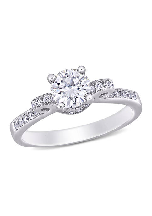 Lab Created 3/4 ct. t.w. Moissanite and 1/4 ct. t.w. Diamond Engagement Ring in 14k White Gold