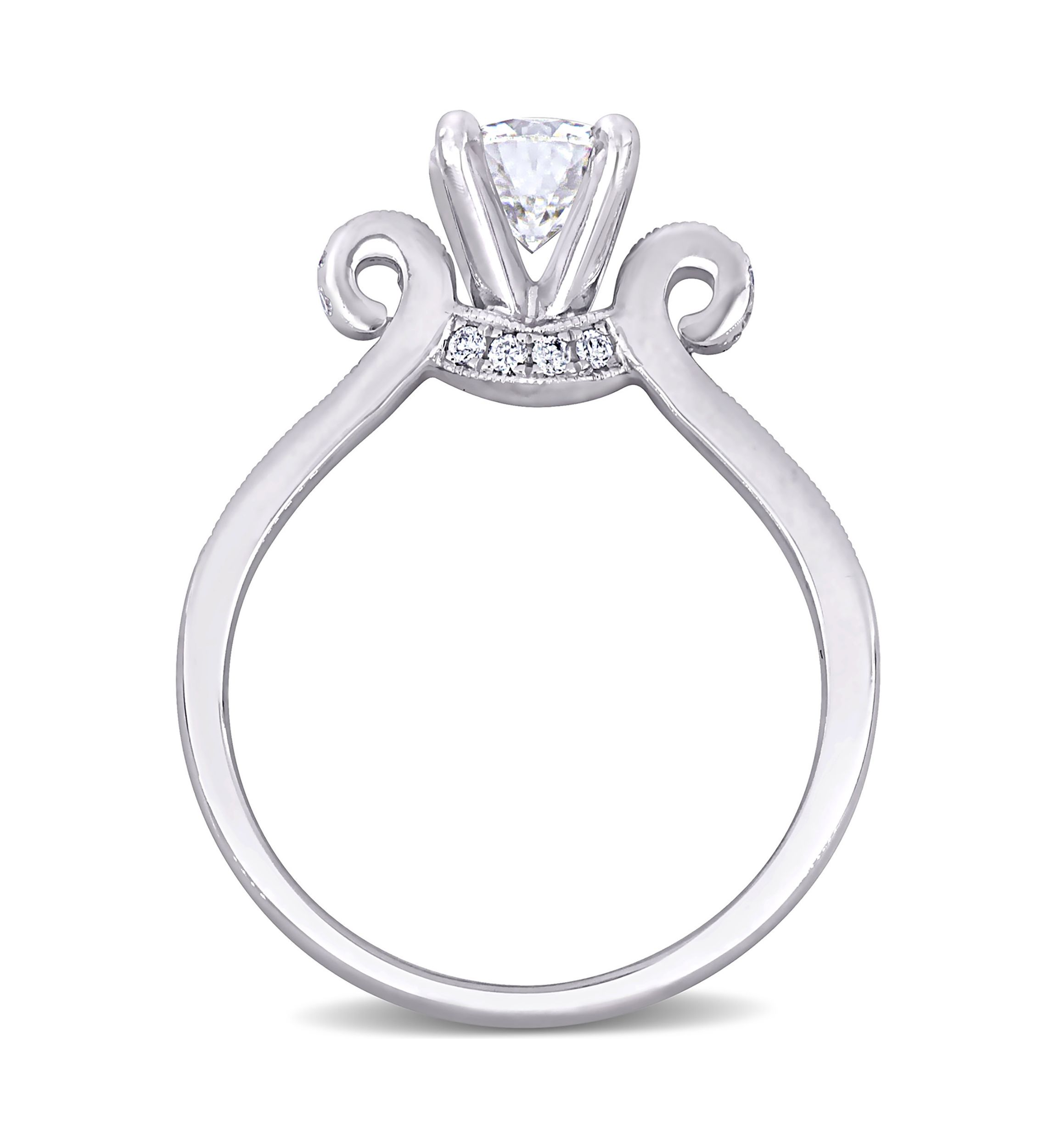 Lab Created 3/4 ct. t.w. Moissanite and 1/4 ct. t.w. Diamond Engagement Ring in 14k White Gold