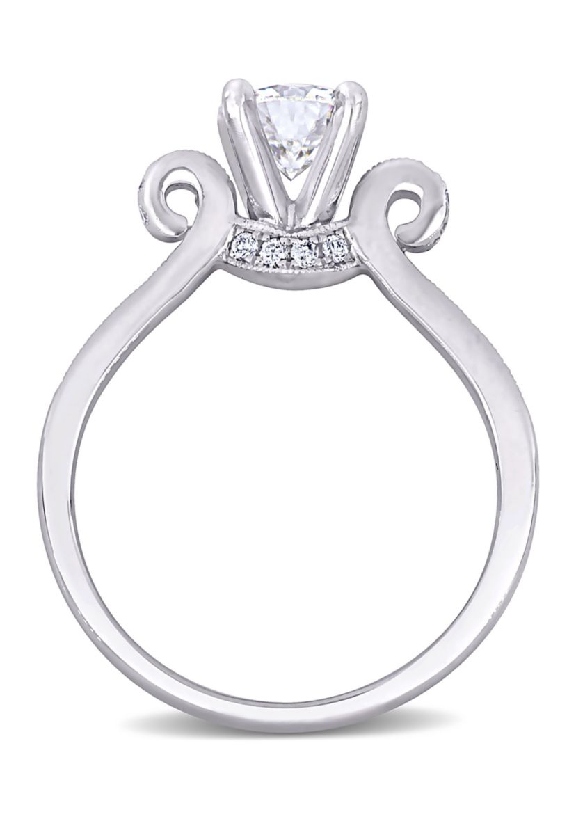 Lab Created 3/4 ct. t.w. Moissanite and 1/4 ct. t.w. Diamond Engagement Ring in 14k White Gold