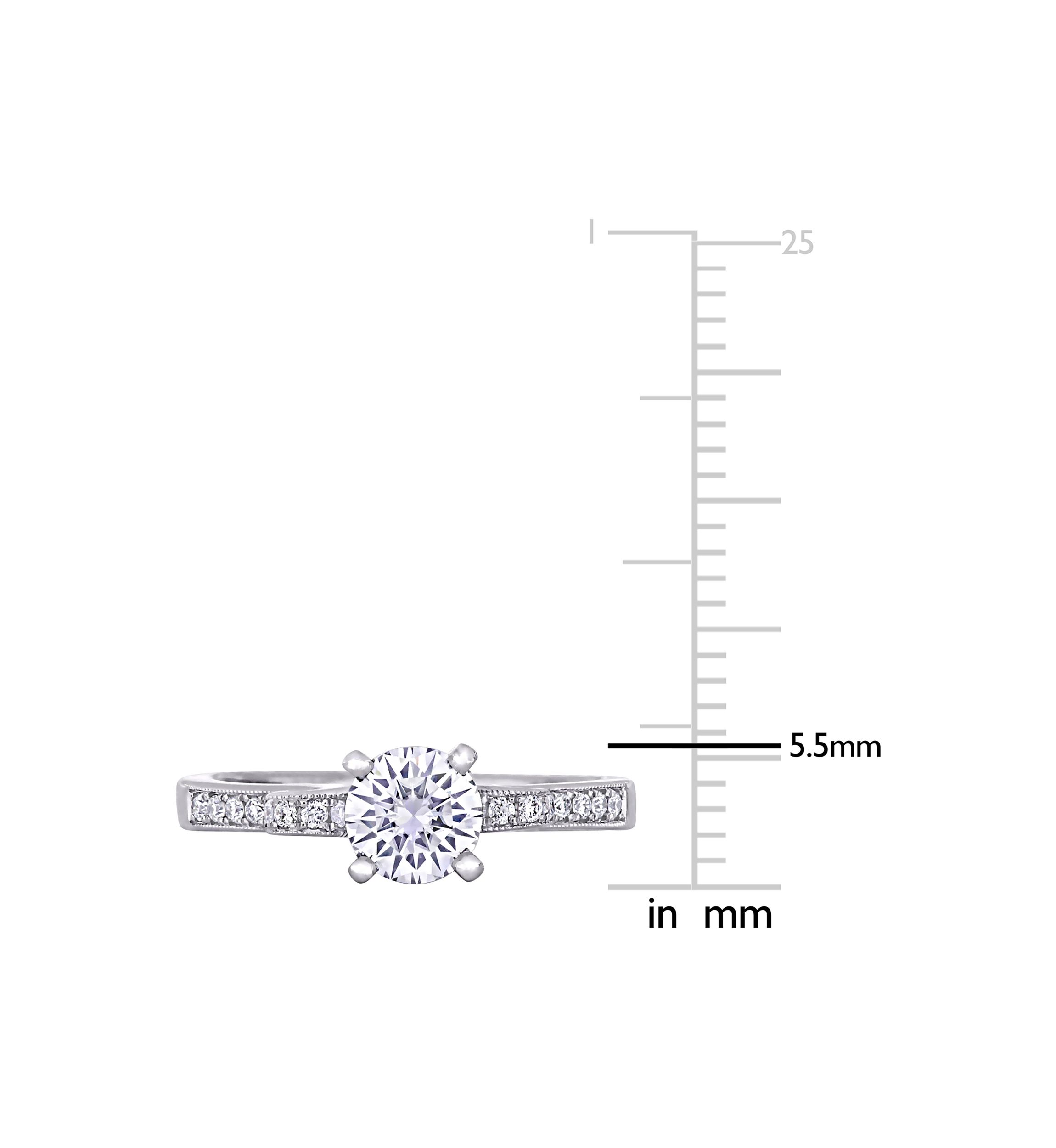 Lab Created 3/4 ct. t.w. Moissanite and 1/4 ct. t.w. Diamond Engagement Ring in 14k White Gold