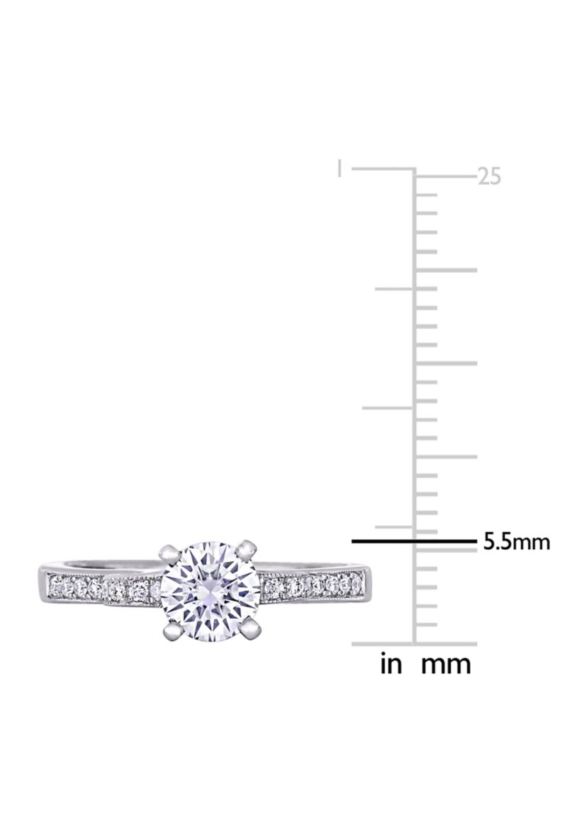 Lab Created 3/4 ct. t.w. Moissanite and 1/4 ct. t.w. Diamond Engagement Ring in 14k White Gold