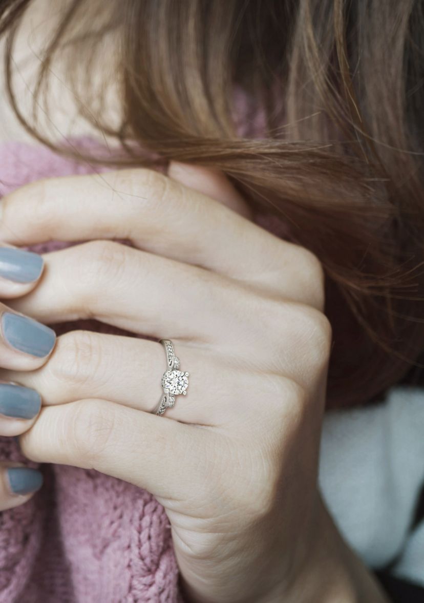 Lab Created 3/4 ct. t.w. Moissanite and 1/4 ct. t.w. Diamond Engagement Ring in 14k White Gold
