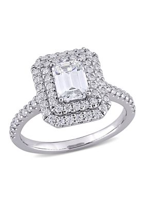 1.62 ct. t.w. Lab Created Moissanite Square Halo Engagement Ring 10K White Gold