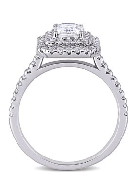 1.62 ct. t.w. Lab Created Moissanite Square Halo Engagement Ring 10K White Gold